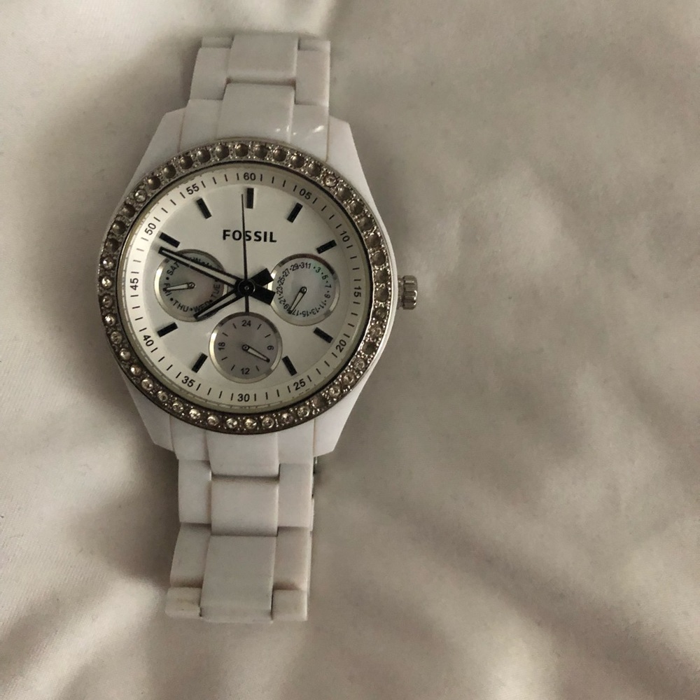 White fossil watch